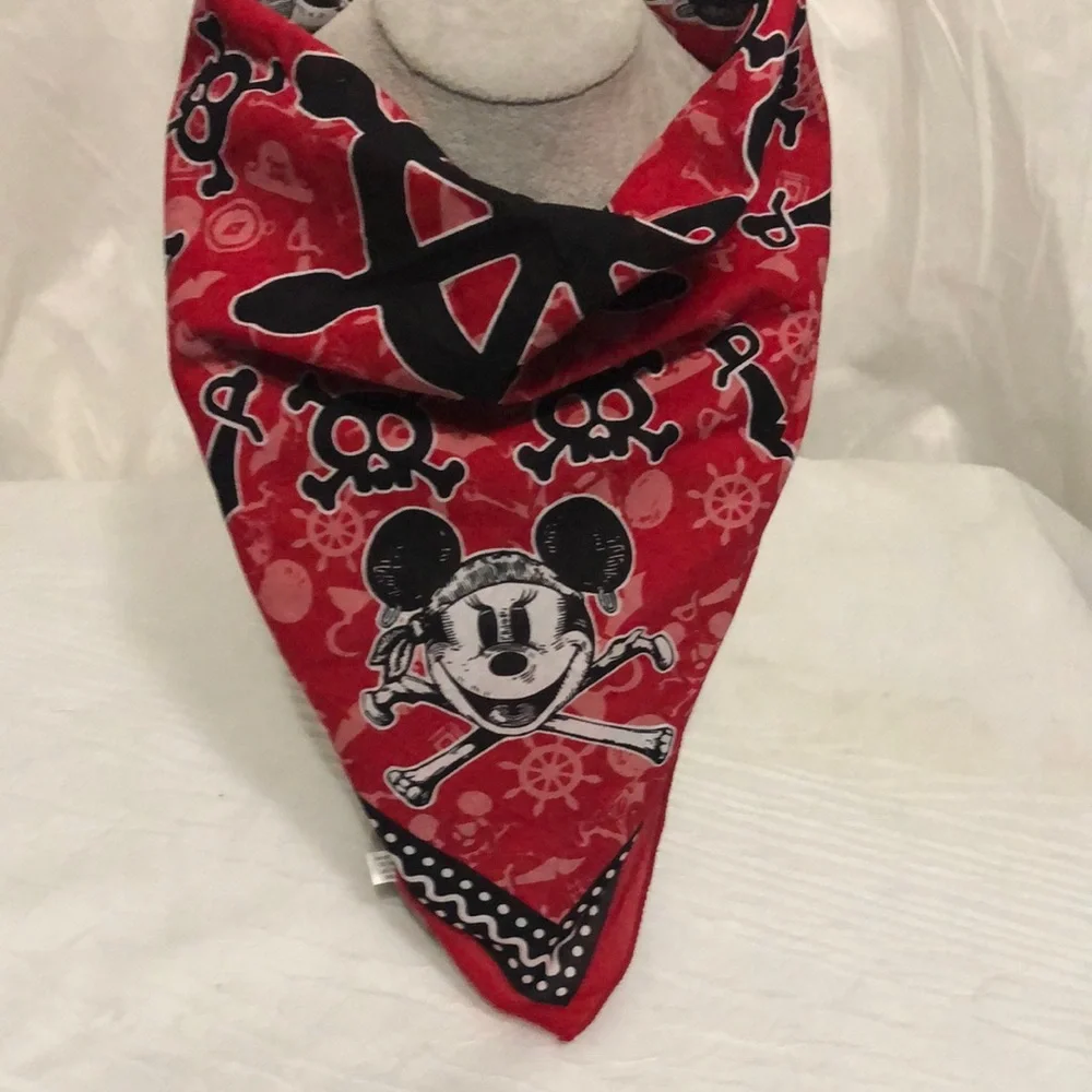 Disney Mickey & Minnie Pirate Skull Print Scarf NWOT
